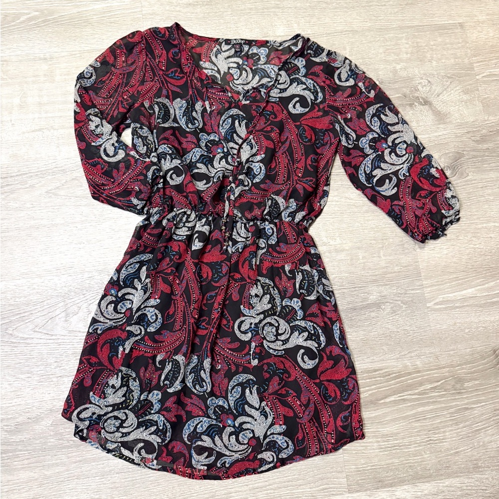•BEBOP• BURGUNDY PAISLEY PATTERN DRESS